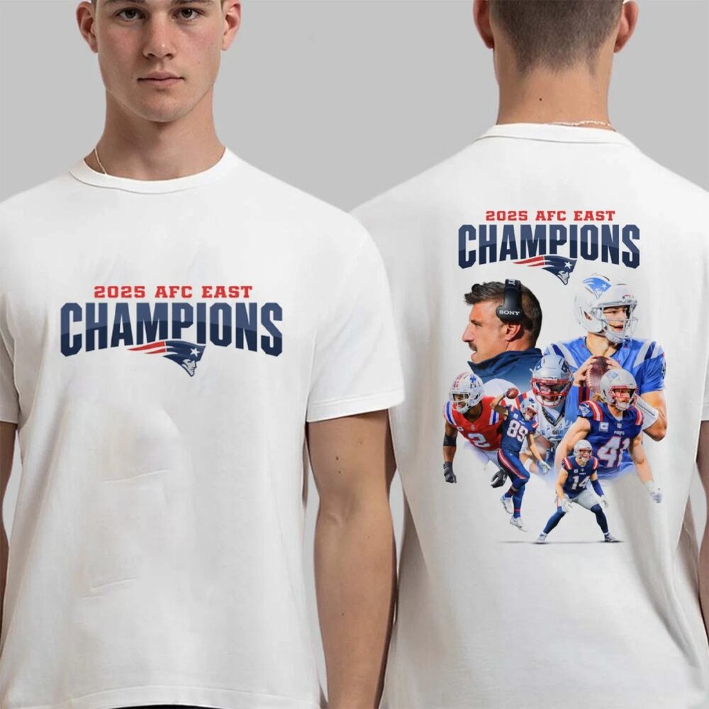 New England 2025 Patriots AFC East Division Champions Two Sided T Shirt 166
